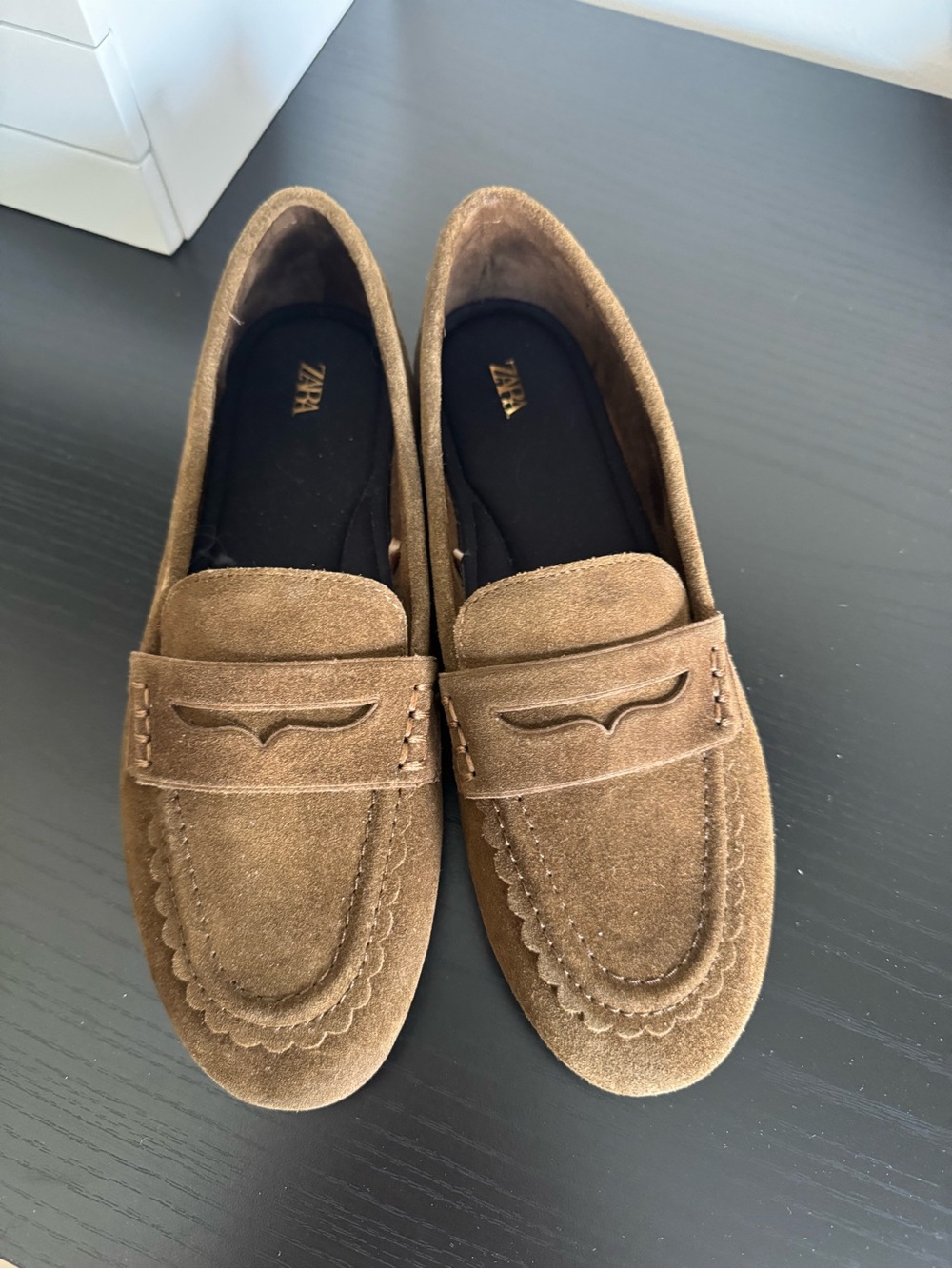 New without tags ZARA brown suede women’s loafers